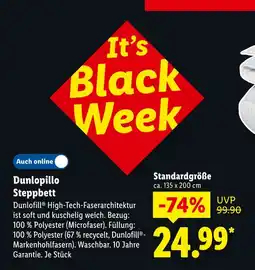 Lidl Dunlopillo steppbett Angebot