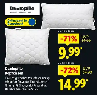 Lidl Dunlopillo kopfkissen ca. 40 x 80 cm Angebot