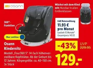 Lidl Osann kindersitz modell „four360 s“ Angebot