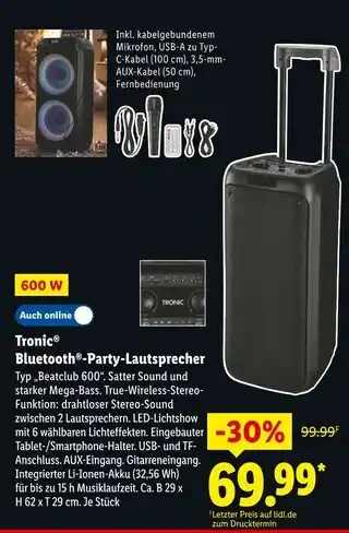 Lidl Tronic bluetooth-party-lautsprecher Angebot