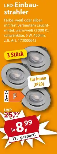 Sonderpreis Baumarkt LED-Einbaustrahler 3 Stück Angebot