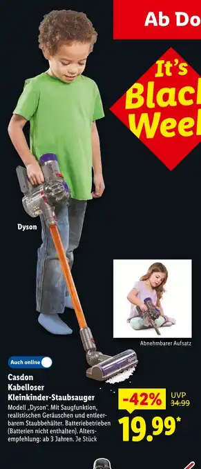 Lidl Casdon kabelloser kleinkinder-staubsauger modell dyson Angebot