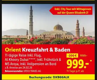 Lidl Spica travel ag orient kreuzfahrt & baden Angebot