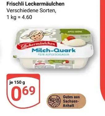 Globus Frischli leckermäulchen milch-quark Angebot