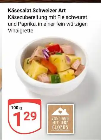 Globus Von hand mit herz globus käsesalat schweizer art Angebot
