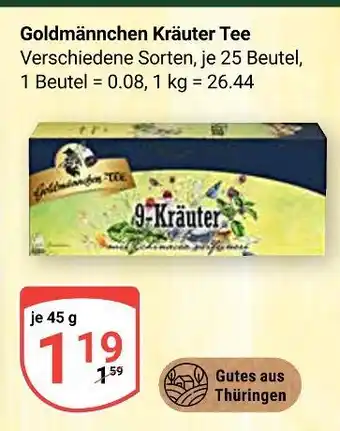 Globus Goldmännchen kräuter tee Angebot