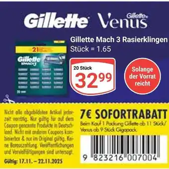 Globus Gillette mach 3 rasierklingen Angebot