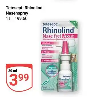 Globus Tetesept rhinolind nasenspray Angebot