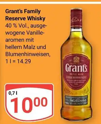Globus Grant's family reserve whisky Angebot