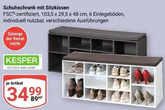 Globus Kesper schuhschrank mit sitzkissen Angebot