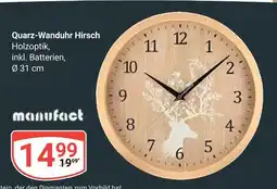 Globus Manufact quarz-wanduhr hirsch Angebot