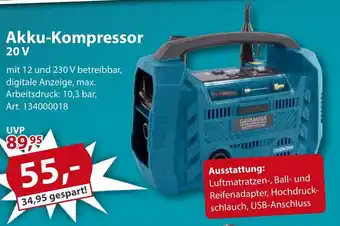 Sonderpreis Baumarkt GERMANIA Akku-Kompressor 20V Angebot