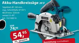 Sonderpreis Baumarkt GERMANIA Akku-Handkreissäge 20 v Angebot