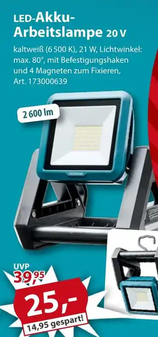 Sonderpreis Baumarkt GERMANIA LED-Akku- Arbeitslampe 20 v Angebot