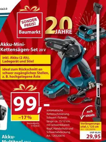 Sonderpreis Baumarkt GERMANIA Akku-Mini- Kettensägen-Set 20 v Angebot