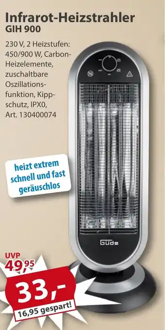 Sonderpreis Baumarkt Güde Infrarot-Heizstrahler GIH 900 Angebot