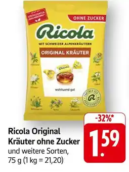 Edeka Ricola original kräuter ohne zucker Angebot