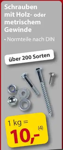 Sonderpreis Baumarkt Schrauben mit Holz- oder metrischem Gewinde Angebot