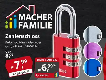 Sonderpreis Baumarkt Zahlenschloss Angebot