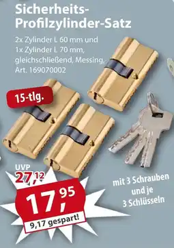 Sonderpreis Baumarkt Sicherheits- Profilzylinder-Satz Angebot