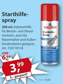Sonderpreis Baumarkt NIGRIN Starthilfespray Angebot