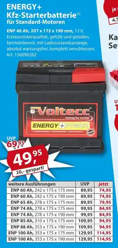 Sonderpreis Baumarkt ENERGY+ Kfz-Starterbatterie für Standard-Motoren Angebot