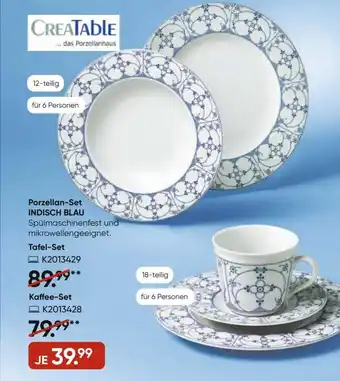 Galeria CreaTable Porzellan-Set Indisch Blau - Tafel-Set Angebot