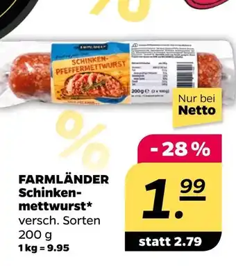 NETTO Farmländer schinkenmettwurst Angebot