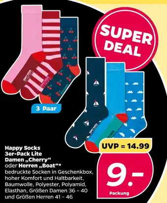 NETTO Happy socks 3er-pack lite damen „cherry“ oder herren „boat“ Angebot