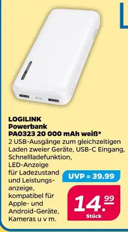 NETTO Logilink powerbank pa0323 20 000 mah weiß Angebot