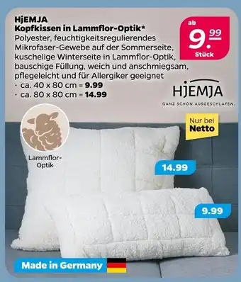 NETTO Hjemja kopfkissen in lammflor-optik ca. 40 x 80 cm Angebot