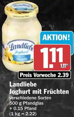 HIT Landliebe Joghurt mit Früchten Angebot