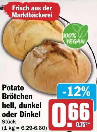 HIT Potato Brötchen hell, dunkel oder Dinkel Angebot