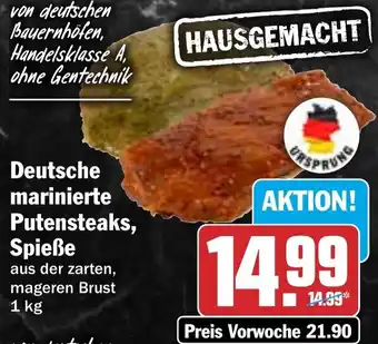 HIT Deutsche marinierte Putensteaks, Spieße Angebot