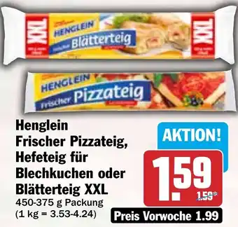 HIT Henglein Frischer Pizzateig, Hefeteig für Blechkuchen oder Blätterteig XXL Angebot