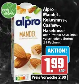 HIT Alpro Mandel-, Kokosnuss-, Cashew-, Haselnuss- Angebot