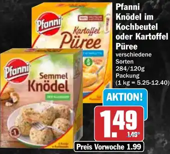HIT Pfanni Knödel im Kochbeutel oder Kartoffel Püree Angebot