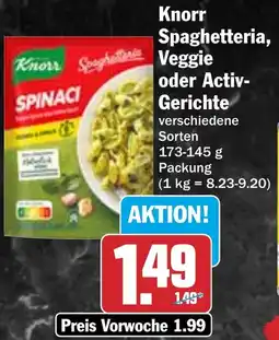 HIT Knorr Spaghetteria, Veggie oder Activ- Gerichte Angebot