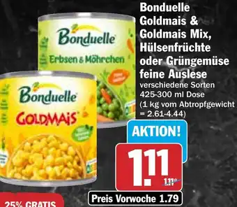 HIT Bonduelle Goldmais & Goldmais Mix, Hülsenfrüchte oder Grüngemüse feine Auslese Angebot