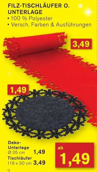 KODi FILZ-TISCHLÄUFER O. UNTERLAGE Angebot