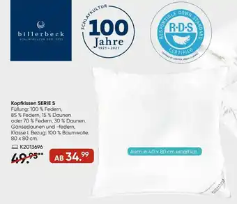 Galeria Billerbeck Kopfkissen Serie S Angebot