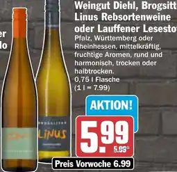 HIT Weingut Diehl, Brogsitter Linus Rebsortenweine oder Lauffener Lesestoff Angebot