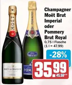HIT Champagner Moët Brut Imperial oder Pommery Brut Royal Angebot