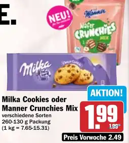 HIT Milka Cookies oder Manner Crunchies Mix Angebot