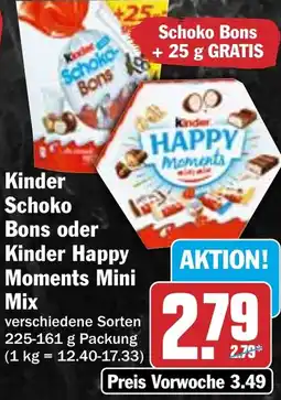 HIT Kinder Schoko Bons oder Kinder Happy Moments Mini Mix Angebot