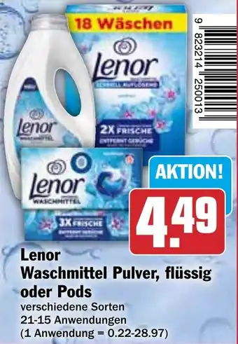 HIT Lenor Waschmittel Pulver, flüssig oder Pods Angebot