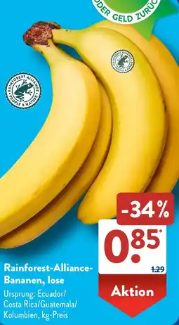 Aldi Süd Rainforest-Alliance Bananen, lose Angebot