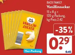 Aldi Süd BACK FAMILY Vanillinzucker Angebot