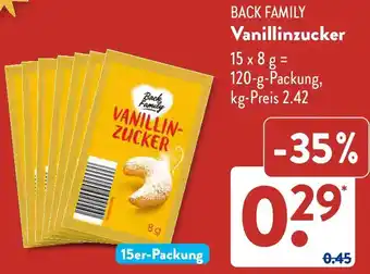 Aldi Süd BACK FAMILY Vanillinzucker Angebot
