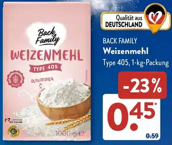 Aldi Süd BACK FAMILY Weizenmehl Angebot